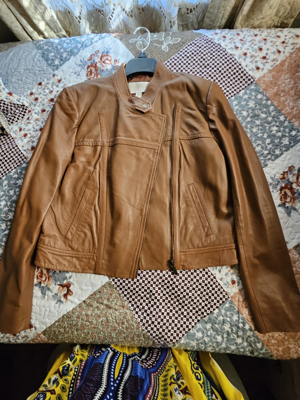 MICHAEL Michael Kors Cognac Leather Moto Jacket